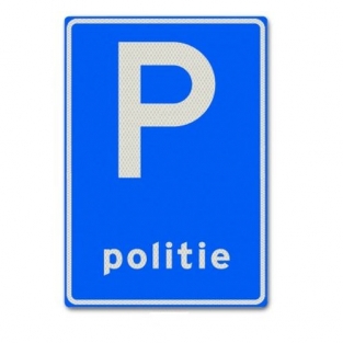 VERKEERSBORD E08L PARKEERGELEGENHEID POLITIEVOERTUIGEN